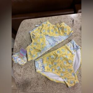 NWOT BMagical by Btween two-piece swimsuit with matching hair tie Size 12